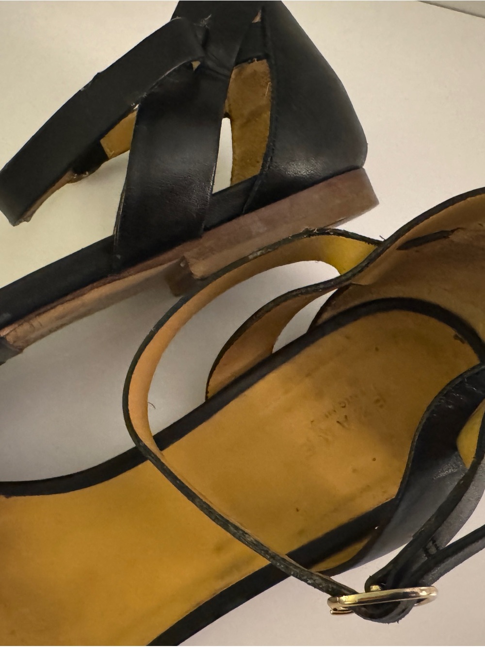 Sézane Black Leather Cross-Strap Sandals - Picture 10 of 10